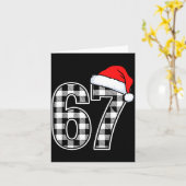 67 Funny Christmas Plaid Kids Xmas 6 7 Kaart (Gele Bloem)