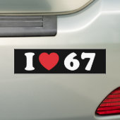 67 Funny Meme I Love Six Seven 67th Birthday Bumpersticker (Op auto)