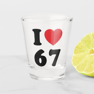 67 Funny Meme I Love Six Seven 67th Birthday Shot Glas