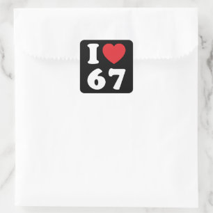 67 Funny Meme I Love Six Seven 67th Birthday Vierkante Sticker
