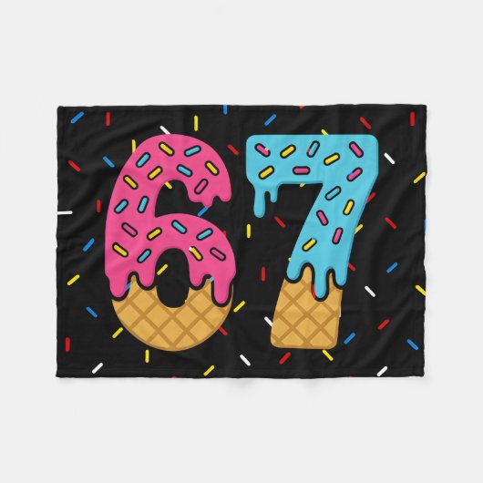 67 Funny Meme Ice Cream Six Seven Gen Alpha Fleece Deken (Voorkant (Horizontaal))