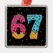 67 Funny Meme Ice Cream Six Seven Gen Alpha Metalen Ornament (Voorkant)