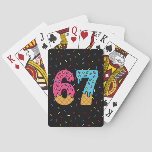 67 Funny Meme Ice Cream Six Seven Gen Alpha Pokerkaarten (Achterkant)