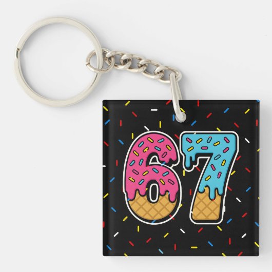 67 Funny Meme Ice Cream Six Seven Gen Alpha Sleutelhanger (Voorkant)