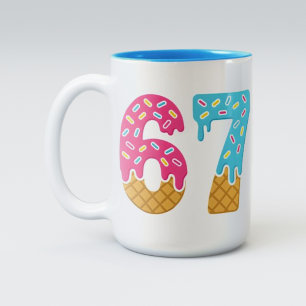 67 Funny Meme Ice Cream Six Seven Gen Alpha Tweekleurige Koffiemok