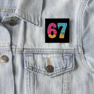 67 Funny Meme Ice Cream Six Seven Gen Alpha Vierkante Button 5,1 Cm