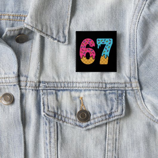 67 Funny Meme Ice Cream Six Seven Gen Alpha Vierkante Button 5,1 Cm (In situ)