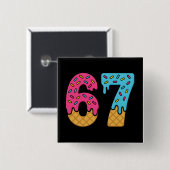 67 Funny Meme Ice Cream Six Seven Gen Alpha Vierkante Button 5,1 Cm (Voorkant /achterkant)