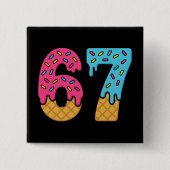 67 Funny Meme Ice Cream Six Seven Gen Alpha Vierkante Button 5,1 Cm (Voorkant)