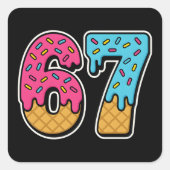 67 Funny Meme Ice Cream Six Seven Gen Alpha Vierkante Sticker (Voorkant)