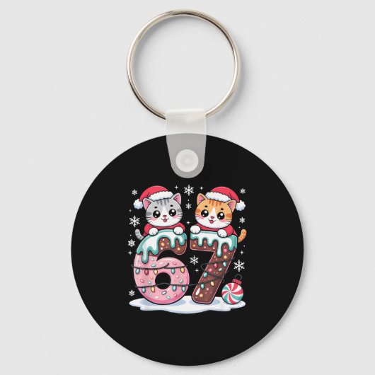 67 Funny Meme Kawaii Cats Christmas Ice Cream Drip Sleutelhanger (Voorkant)