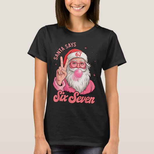 67 Funny Meme Merry Xmas Santa Says Six Seven Chri T-shirt (Voorkant)