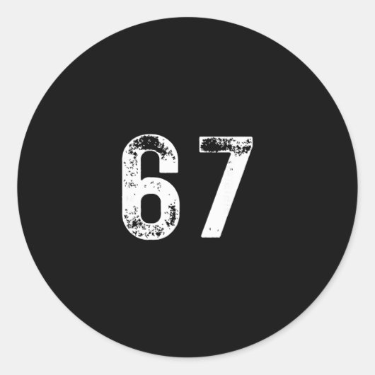 67 - Funny Meme  Ronde Sticker (Voorkant)