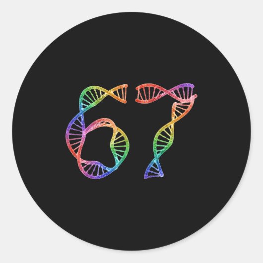 67 Funny Number Meme Dna Replication Molecular Bio Ronde Sticker (Voorkant)
