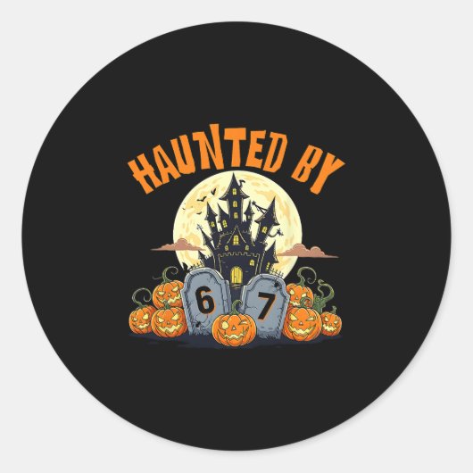 67 Funny Six Seven Gen Alpha Z Halloween 67 Haunte Ronde Sticker (Voorkant)