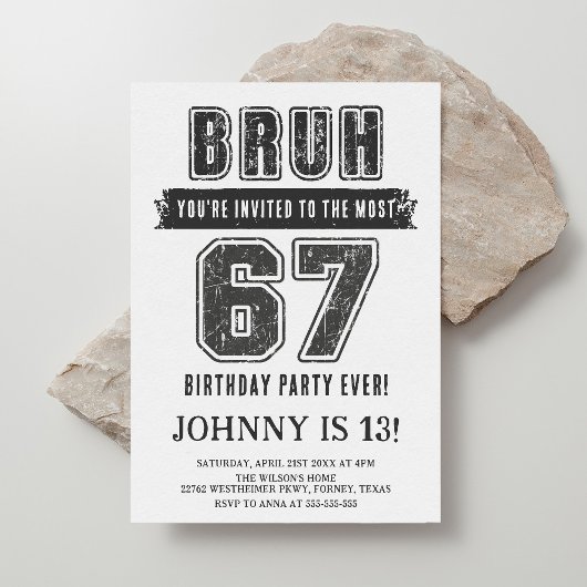 67 Funny Six Seven Party Teen Boy Birthday Kaart