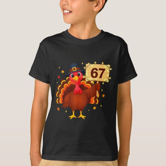 67 Funny Thanksgiving Turkey Meme Six Seven 6 7 Gi T-shirt (Voorkant)