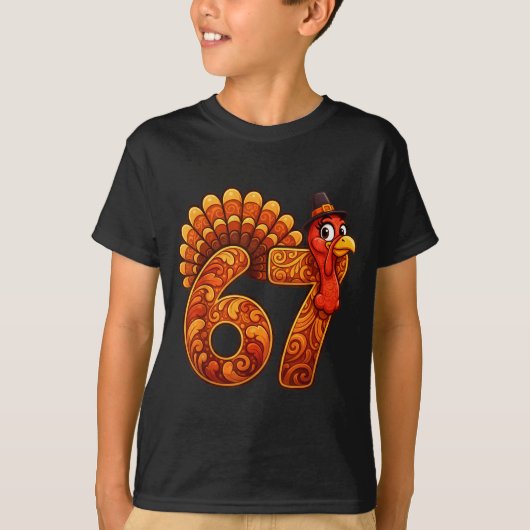 67 Funny Thanksgiving Turkey Meme Six Seven 6 7  T-shirt (Voorkant)