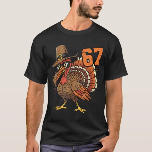 67 Funny Thanksgiving Turkey Meme Six Seven 6 7  T-shirt (Voorkant)