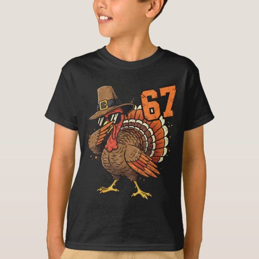 67 Funny Thanksgiving Turkey Meme Six Seven 6 7  T-shirt (Voorkant)