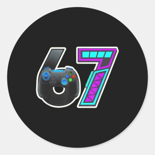 67 Gamer Console Controller Design Ronde Sticker (Voorkant)