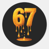 67 Gold Drip Six Seven Funny Meme Ronde Sticker (Voorkant)