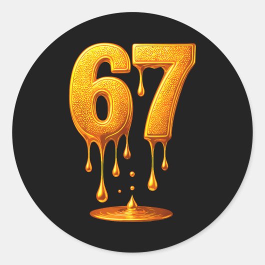 67 Gold Drip Six Seven Funny Meme  Ronde Sticker (Voorkant)