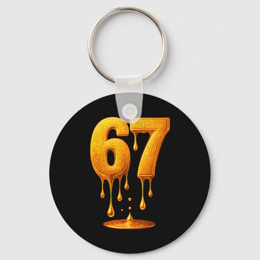 67 Gold Drip Six Seven Funny Meme  Sleutelhanger (Voorkant)