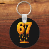 67 Gold Drip Six Seven Funny Meme  Sleutelhanger (Voorkant)