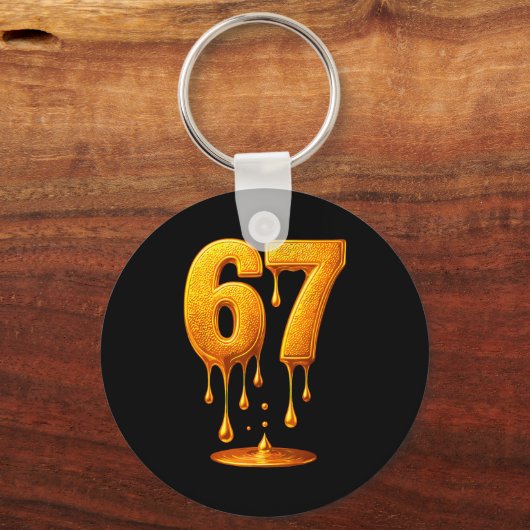 67 Gold Drip Six Seven Funny Meme  Sleutelhanger (Voorkant)