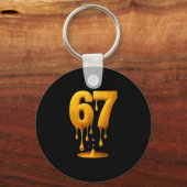 67 Gold Drip Six Seven Funny Meme Sleutelhanger (Voorkant)