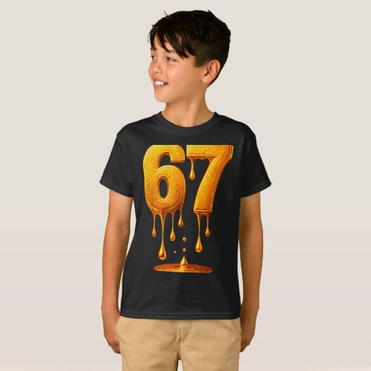 67 Gold Drip Six Seven Funny Meme  T-shirt (Voorkant volledig)