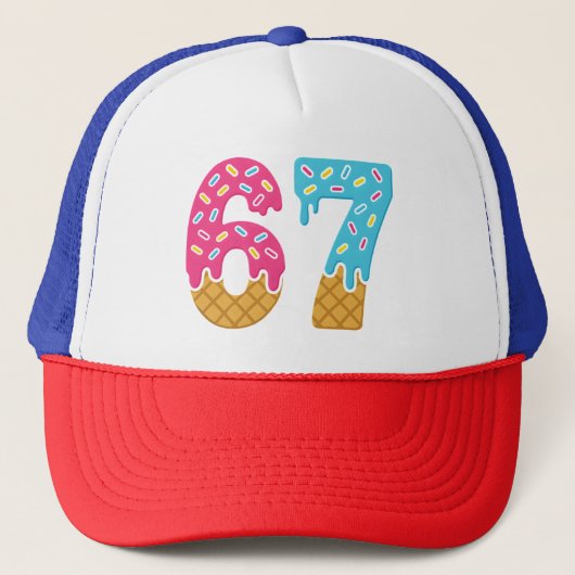 67 Grappig Meme Ijs Zes Zeven Gen Alpha Trucker Pet (Voorkant)