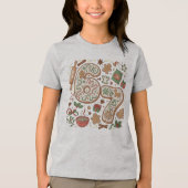 67 Grappige 6 7 Zes Zeven Peperkoek Kerstfeest Tri-Blend Shirt (Voorkant)