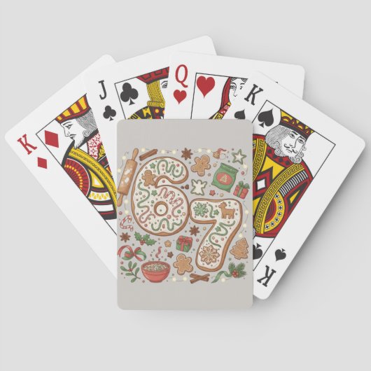 67 Grappige 6 7 Zes Zeven Peperkoek Kerstmis Pokerkaarten (Achterkant)