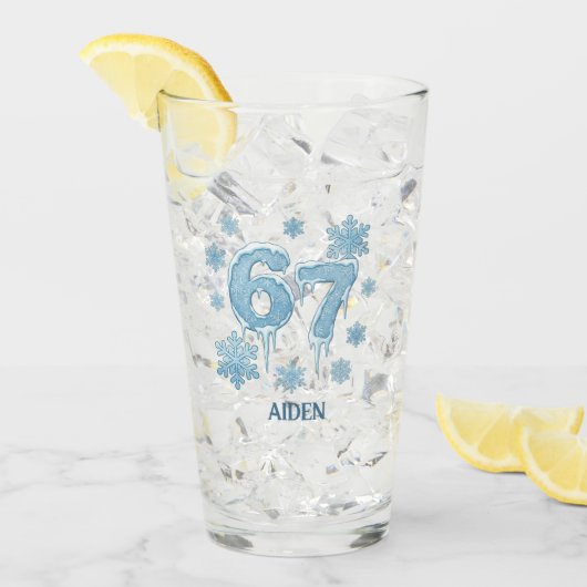 67 Grappige 6 7 Zes Zeven Persoonlijke Kerstmis Glas (Voorkant ijs)