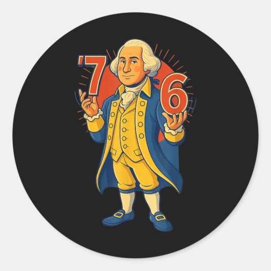 67 Grappige George Washington Meme Six Seven Gen A Ronde Sticker (Voorkant)