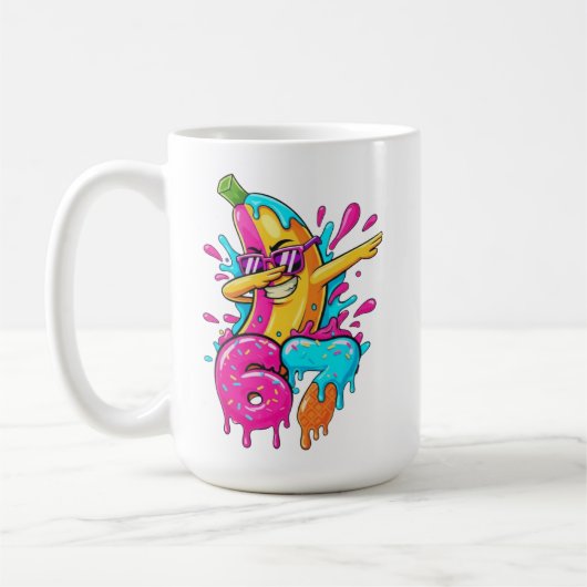67 Grappige honkbal dabbing banaan 6 7 druppend ij Koffiemok (Links)