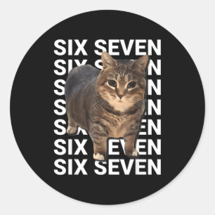 67 Grappige Kat Zes Zeven Meme Gen Z Alpha Humor A Ronde Sticker