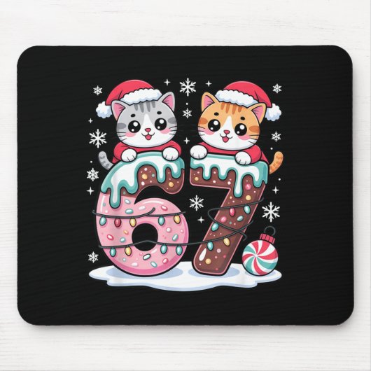 67 Grappige Meme Kawaii Katten Kerst Ijs Drip Muismat (Voorkant)