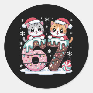 67 Grappige Meme Kawaii Katten Kerst Ijsje Drip Ronde Sticker
