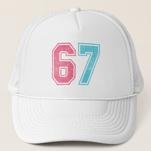 67 Grappige Meme Zes Zeven Gen Alpha Trucker Pet (Voorkant)