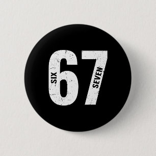 67 Grappige Meme Zes Zeven Retro Ronde Button 5,7 Cm