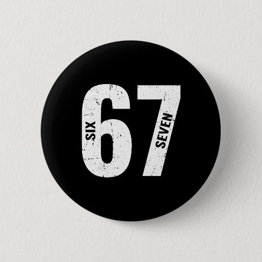 67 Grappige Meme Zes Zeven Retro Ronde Button 5,7 Cm (Voorkant)