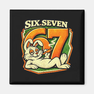 67 Grappige Six Seven Konijn Roken Paas Meme Magneet