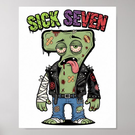 67 Grappige Zombie Zes Zeven Humor Meme Brainrot Z Poster (Voorkant)