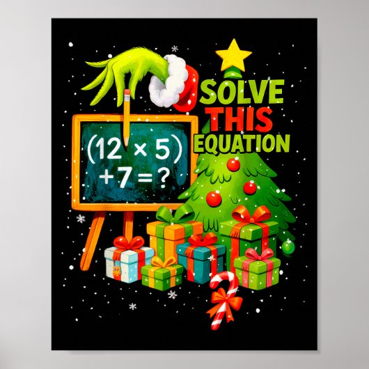 67 Groene Leraar Kerstmis Zes Zeven Meme Brainrot Poster (Voorkant)