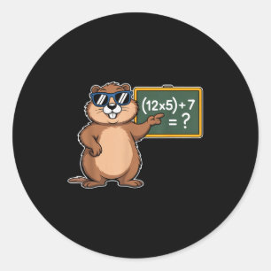 67 Groundhog Day 6-7 Meme Wiskunde Docent Zes Zeve Ronde Sticker