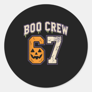 67 Halloween Boo Crew Sporttrui Brainrot Meme  Ronde Sticker
