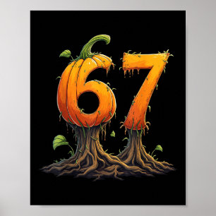 67 Halloween Brainrot Meme 6 7 Nummers Zes Zeven P Poster